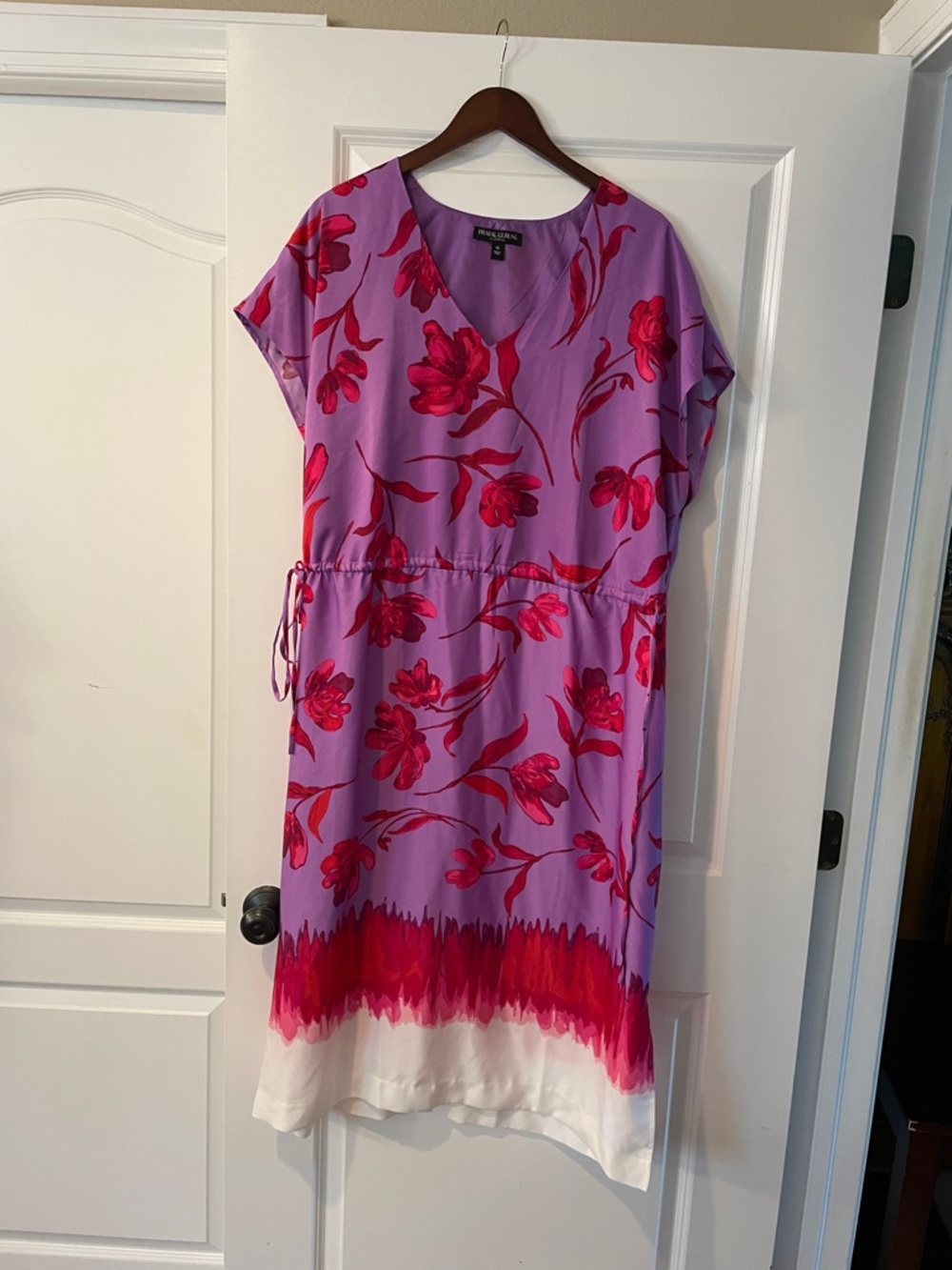 Prabal Gurung Lavender Maxi Dress with Fuchsia Floral Print and White Hem